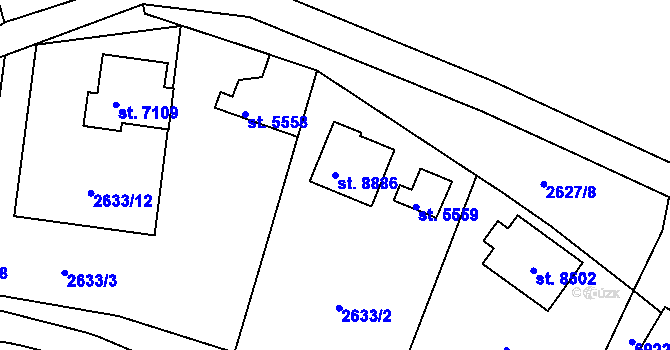 Parcela st. 8886 v KÚ Zlín, Katastrální mapa