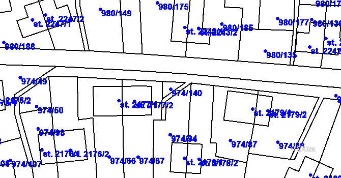 Parcela st. 974/140 v KÚ Zlín, Katastrální mapa