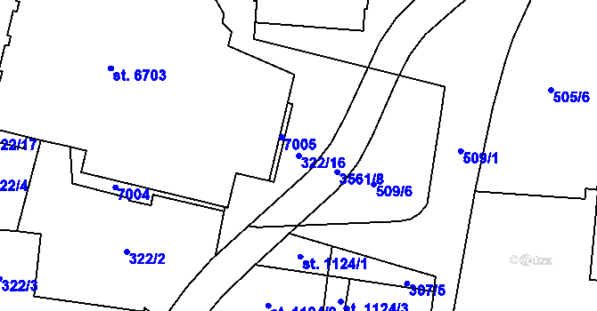 Parcela st. 322/16 v KÚ Zlín, Katastrální mapa