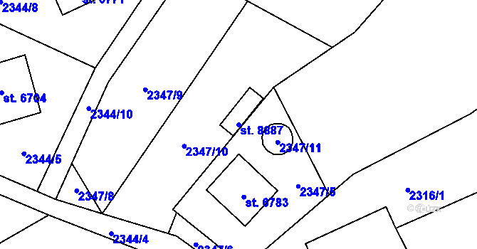 Parcela st. 8887 v KÚ Zlín, Katastrální mapa
