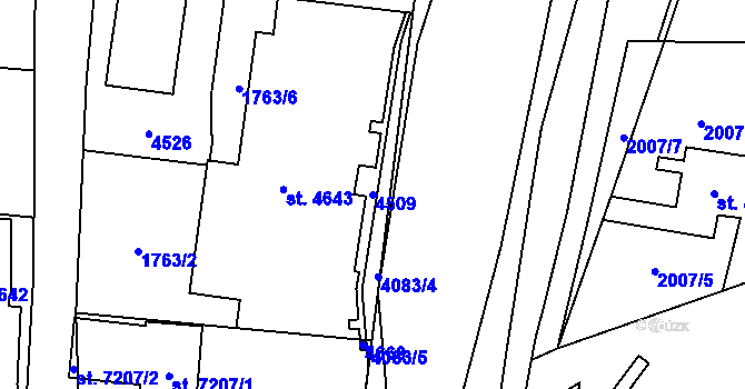 Parcela st. 4509 v KÚ Zlín, Katastrální mapa