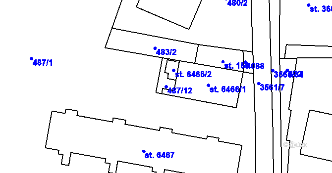 Parcela st. 487/12 v KÚ Zlín, Katastrální mapa