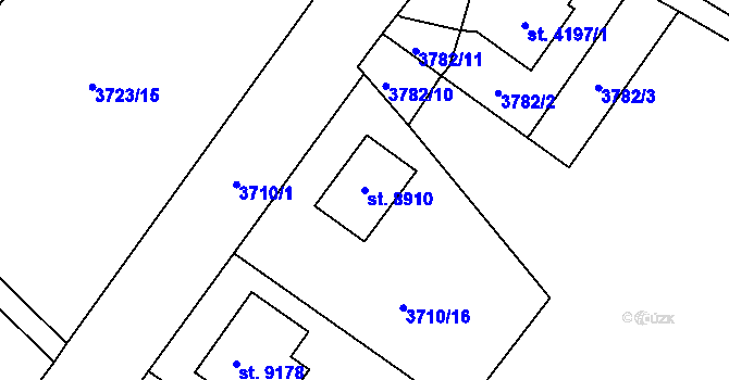 Parcela st. 8910 v KÚ Zlín, Katastrální mapa