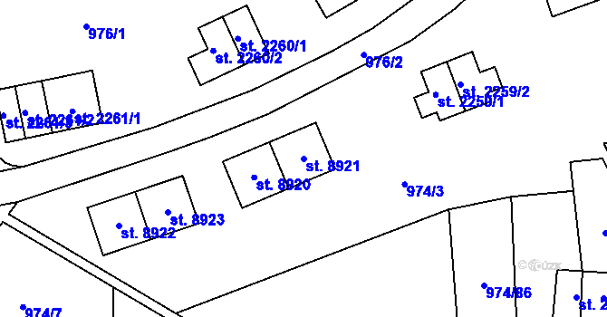 Parcela st. 8921 v KÚ Zlín, Katastrální mapa