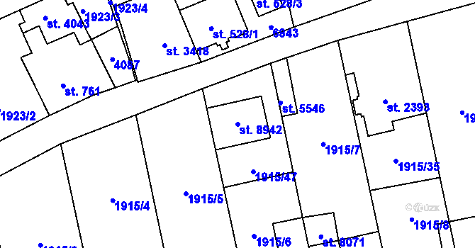 Parcela st. 8942 v KÚ Zlín, Katastrální mapa