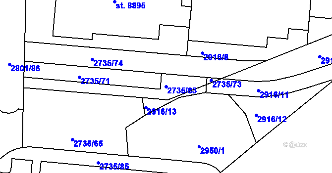 Parcela st. 2735/83 v KÚ Zlín, Katastrální mapa