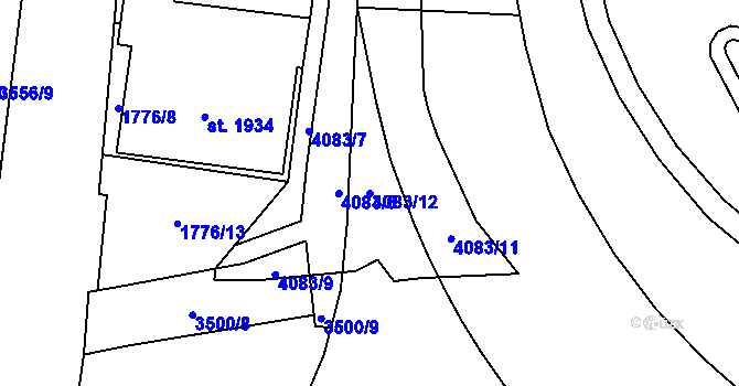 Parcela st. 4083/12 v KÚ Zlín, Katastrální mapa