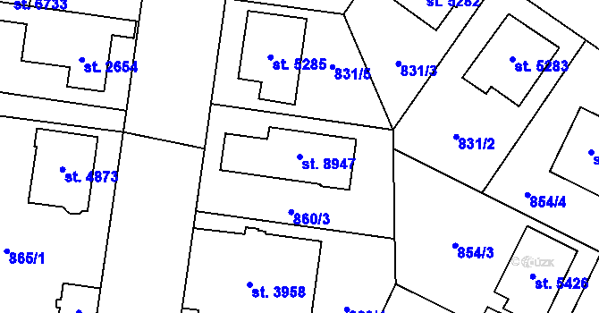 Parcela st. 8947 v KÚ Zlín, Katastrální mapa