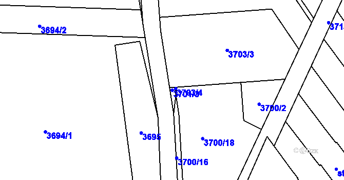 Parcela st. 3701/3 v KÚ Zlín, Katastrální mapa