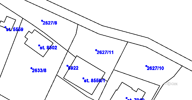 Parcela st. 2627/11 v KÚ Zlín, Katastrální mapa