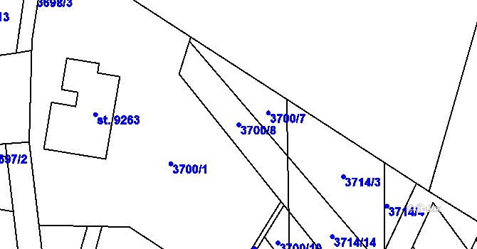 Parcela st. 3700/8 v KÚ Zlín, Katastrální mapa