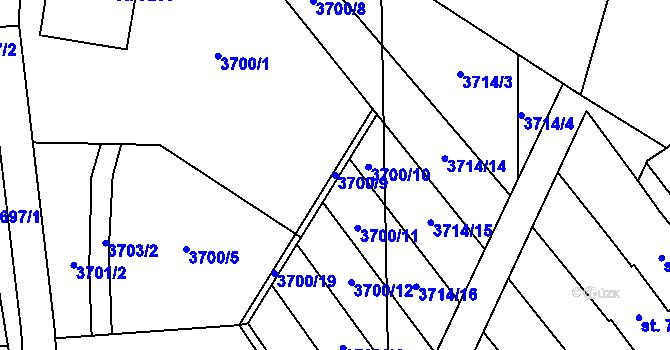 Parcela st. 3700/9 v KÚ Zlín, Katastrální mapa