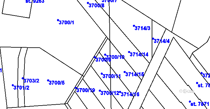 Parcela st. 3700/10 v KÚ Zlín, Katastrální mapa