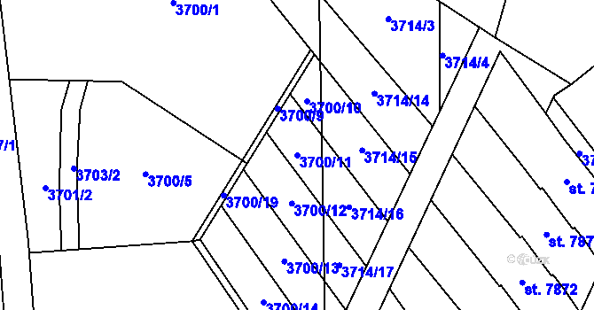 Parcela st. 3700/11 v KÚ Zlín, Katastrální mapa