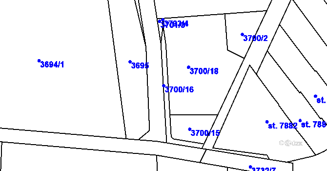 Parcela st. 3700/16 v KÚ Zlín, Katastrální mapa