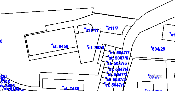 Parcela st. 8933 v KÚ Zlín, Katastrální mapa