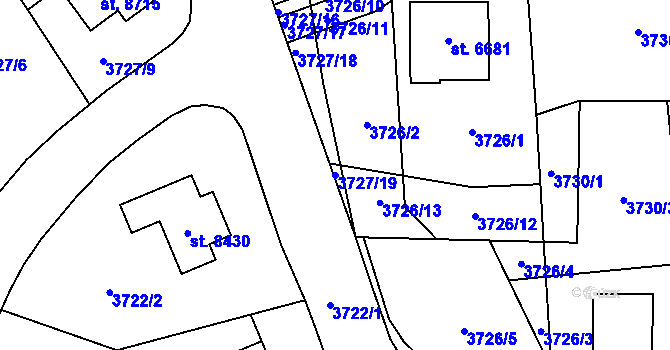 Parcela st. 3727/19 v KÚ Zlín, Katastrální mapa