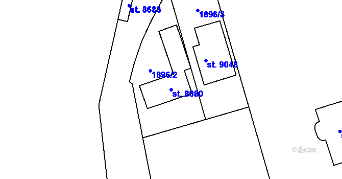 Parcela st. 8080 v KÚ Zlín, Katastrální mapa