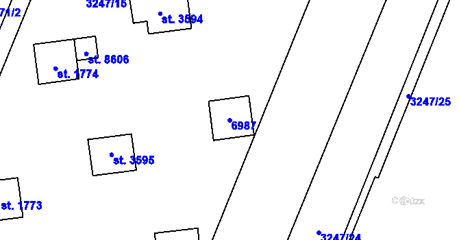 Parcela st. 6987 v KÚ Zlín, Katastrální mapa