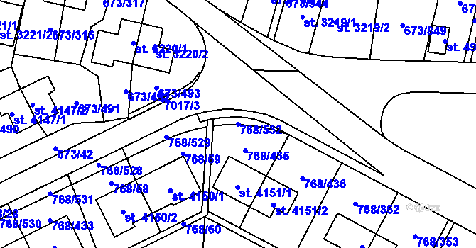 Parcela st. 768/532 v KÚ Zlín, Katastrální mapa