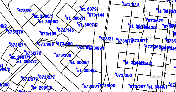 Parcela st. 673/991 v KÚ Zlín, Katastrální mapa