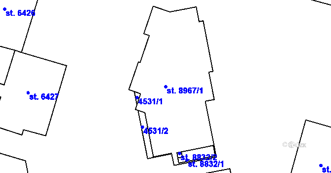 Parcela st. 8967/1 v KÚ Zlín, Katastrální mapa