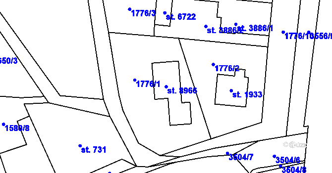 Parcela st. 8966 v KÚ Zlín, Katastrální mapa