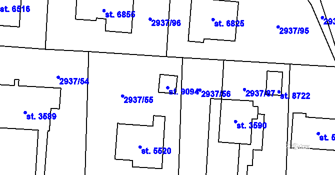 Parcela st. 9094 v KÚ Zlín, Katastrální mapa