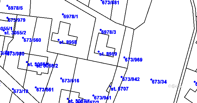 Parcela st. 8959 v KÚ Zlín, Katastrální mapa