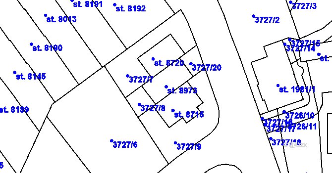 Parcela st. 8973 v KÚ Zlín, Katastrální mapa