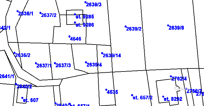 Parcela st. 2639/14 v KÚ Zlín, Katastrální mapa