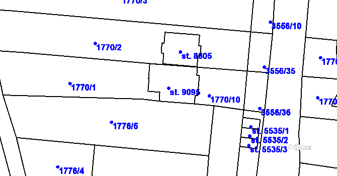 Parcela st. 9095 v KÚ Zlín, Katastrální mapa