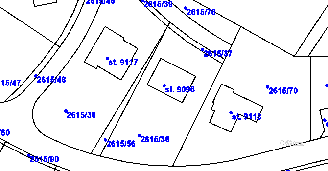 Parcela st. 9096 v KÚ Zlín, Katastrální mapa