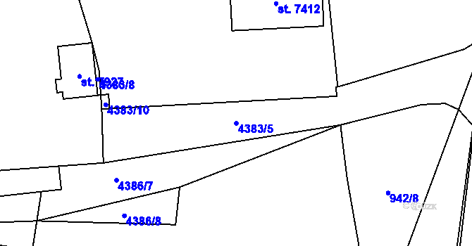 Parcela st. 4383/5 v KÚ Zlín, Katastrální mapa