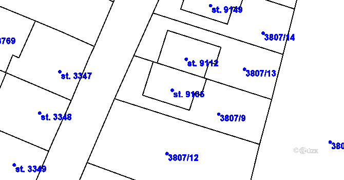 Parcela st. 9105 v KÚ Zlín, Katastrální mapa