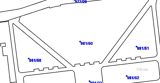 Parcela st. 981/50 v KÚ Zlín, Katastrální mapa