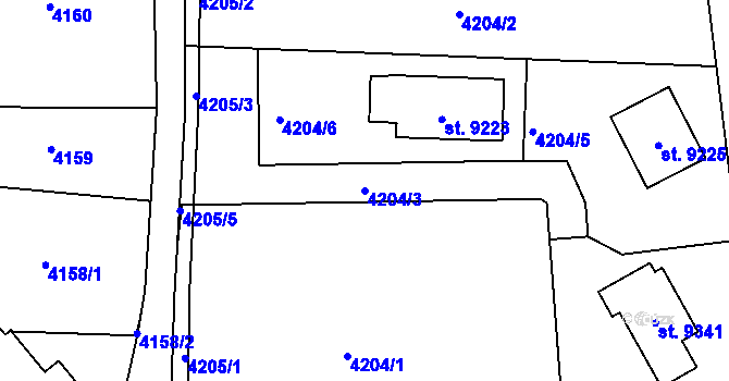 Parcela st. 4204/3 v KÚ Zlín, Katastrální mapa