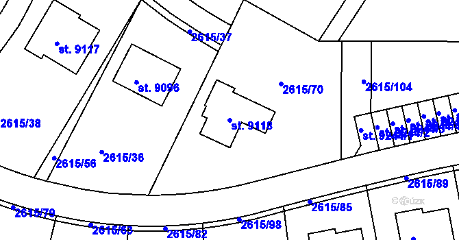 Parcela st. 9118 v KÚ Zlín, Katastrální mapa