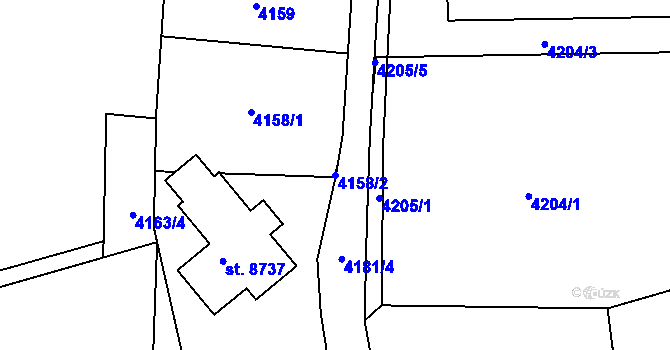 Parcela st. 4158/2 v KÚ Zlín, Katastrální mapa