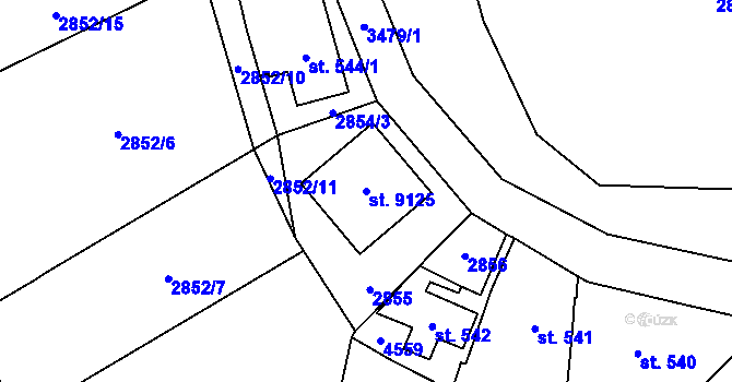 Parcela st. 9125 v KÚ Zlín, Katastrální mapa