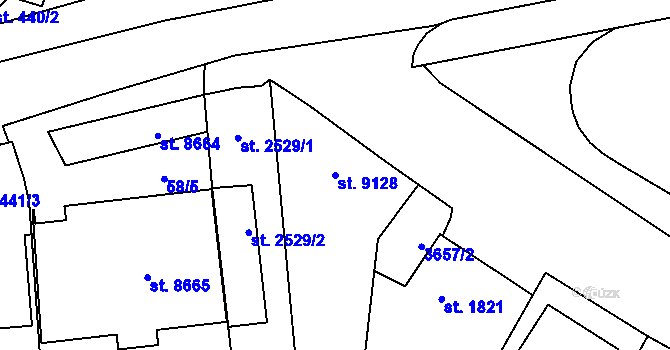 Parcela st. 9128 v KÚ Zlín, Katastrální mapa