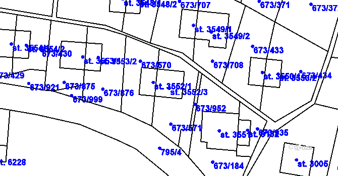 Parcela st. 3552/3 v KÚ Zlín, Katastrální mapa