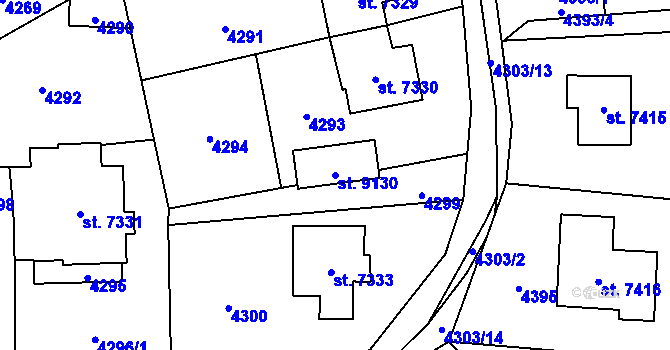Parcela st. 9130 v KÚ Zlín, Katastrální mapa