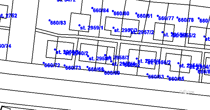 Parcela st. 2958/3 v KÚ Zlín, Katastrální mapa