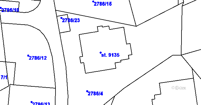 Parcela st. 9135 v KÚ Zlín, Katastrální mapa
