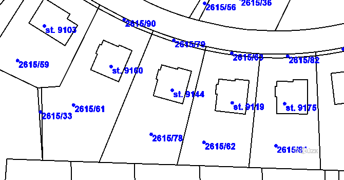 Parcela st. 9144 v KÚ Zlín, Katastrální mapa