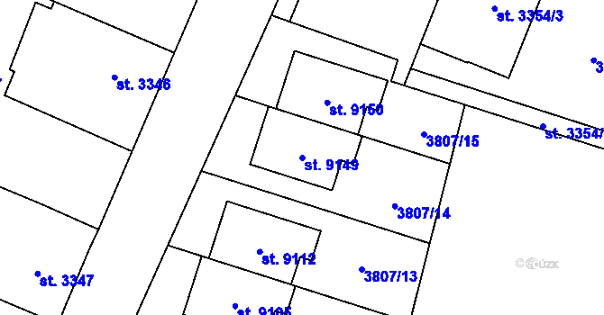 Parcela st. 9149 v KÚ Zlín, Katastrální mapa