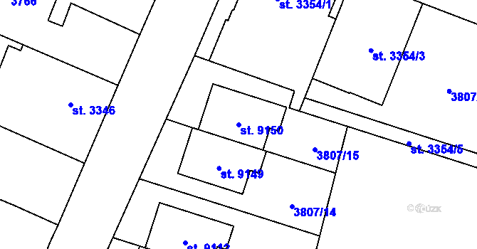 Parcela st. 9150 v KÚ Zlín, Katastrální mapa