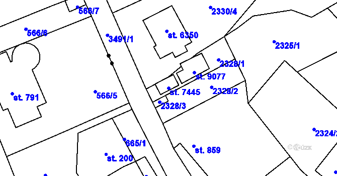 Parcela st. 7445 v KÚ Zlín, Katastrální mapa