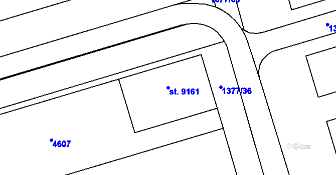 Parcela st. 9161 v KÚ Zlín, Katastrální mapa